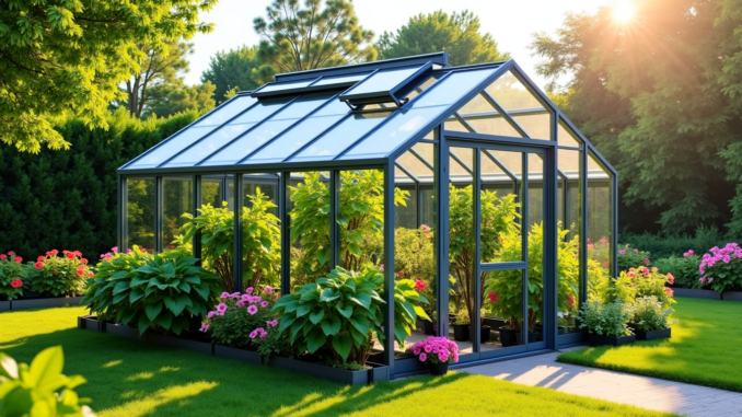 serre de jardin, verre trempé, jardinage, aménagement extérieur